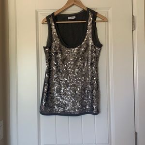 LOFT Mixed Material Sequin Tank
